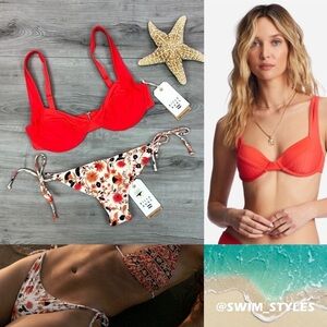 ☀️BILLABONG☀️ LINED UP TYLER UNDER WIRE SWEPT AWAY TIE SIDE BIKINI SET